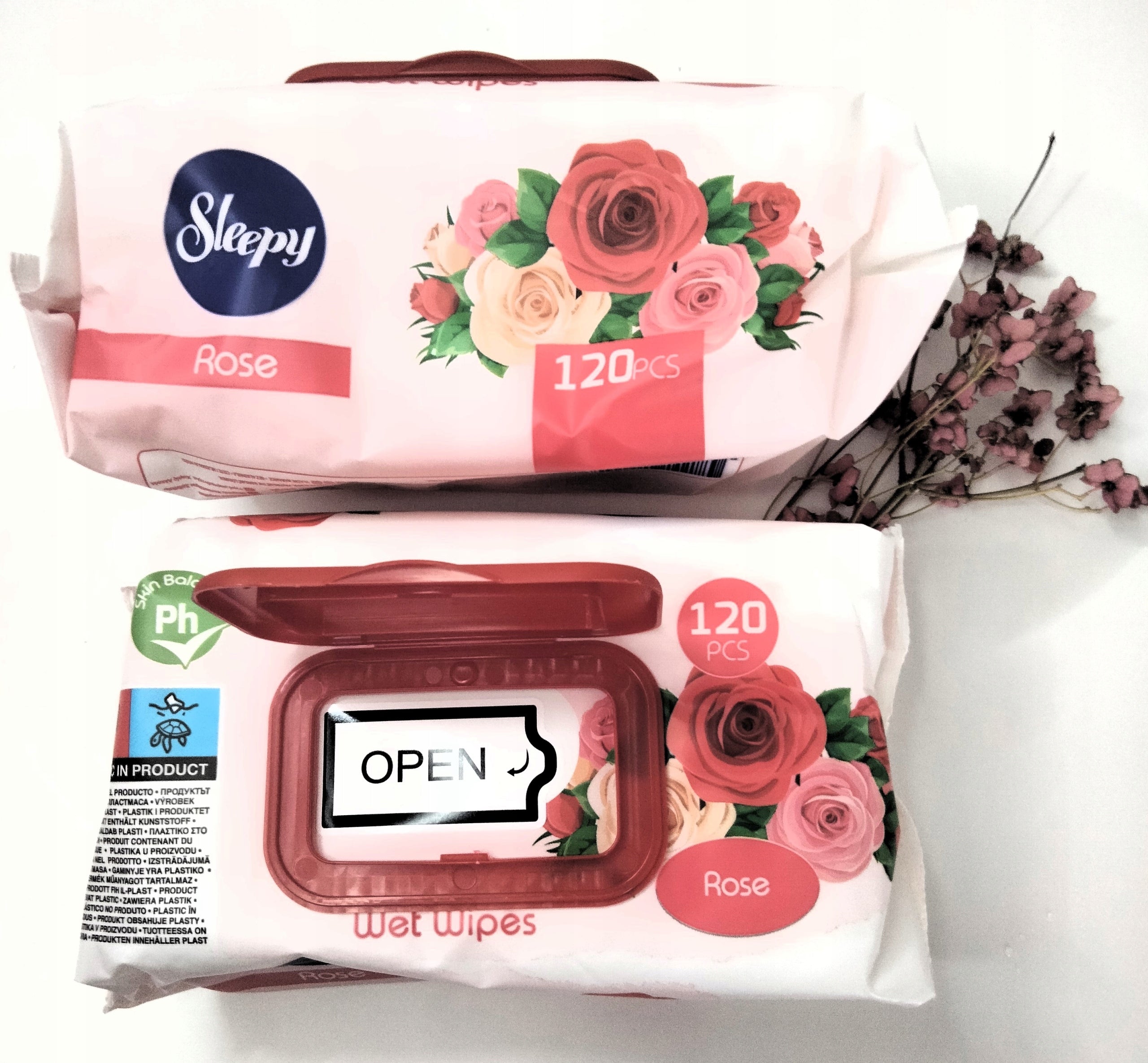 WET WIPES SLEEPY 99 WATER DELICATE BABY 1 x 120 pcs ROSE Brand SLEEPY