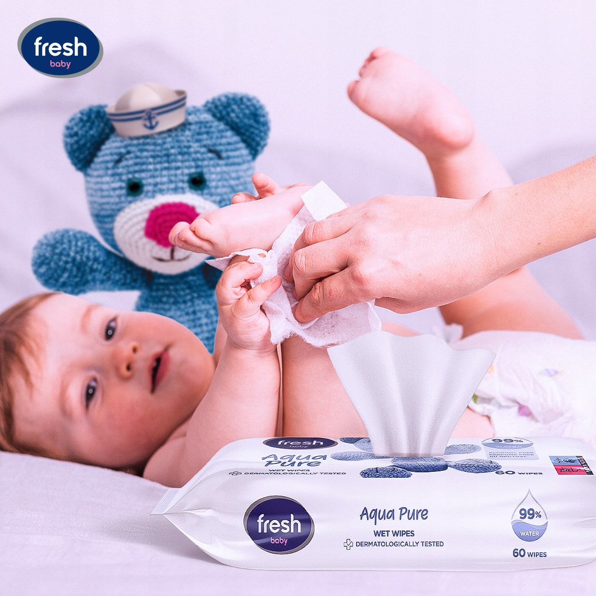 WET WIPES water 99% wipes BABY FRESH 7x60 (420) for children aqua Packaging status original