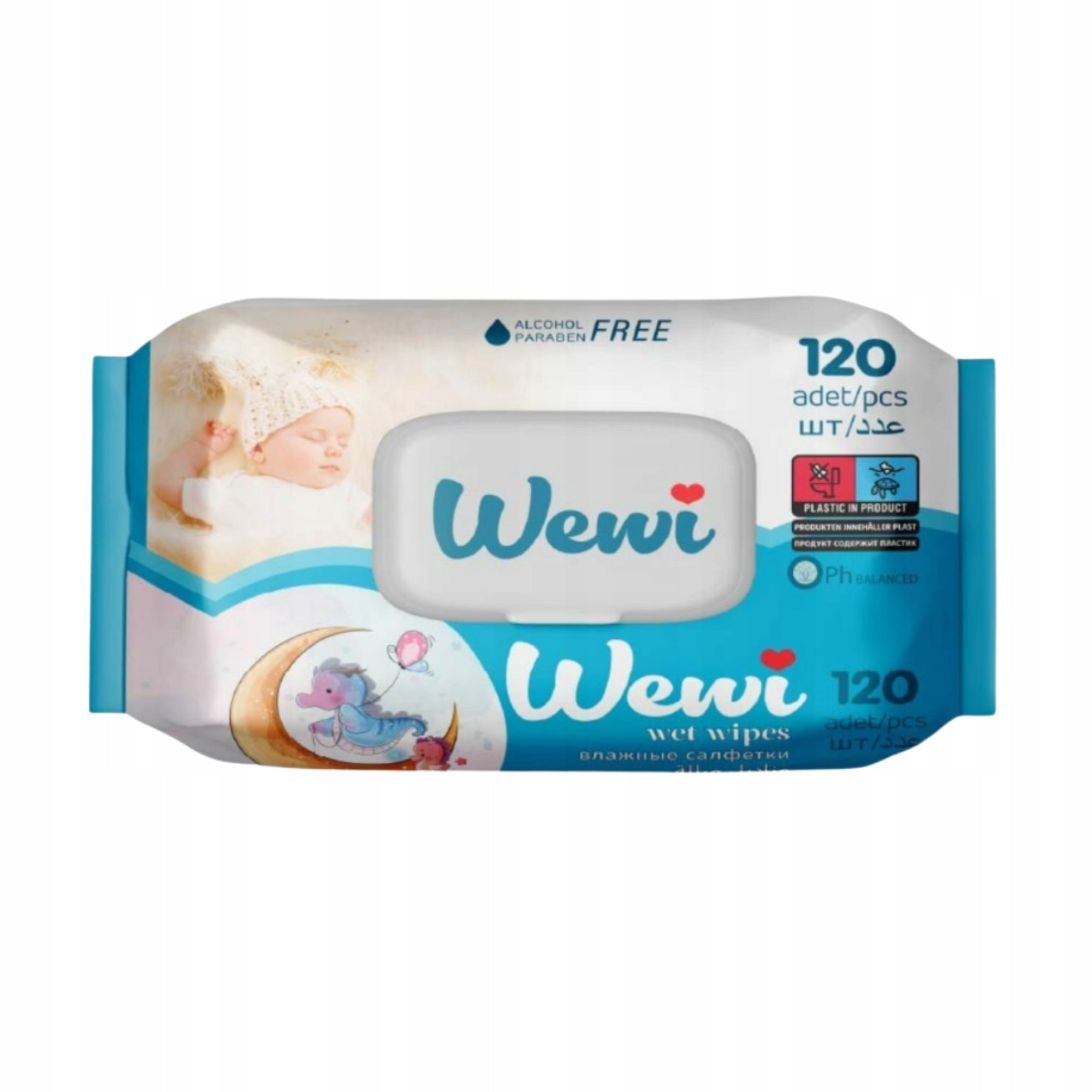 WEWI BABY Moisturized Wipes for Children Without Alcohol Parabens 120 pcs