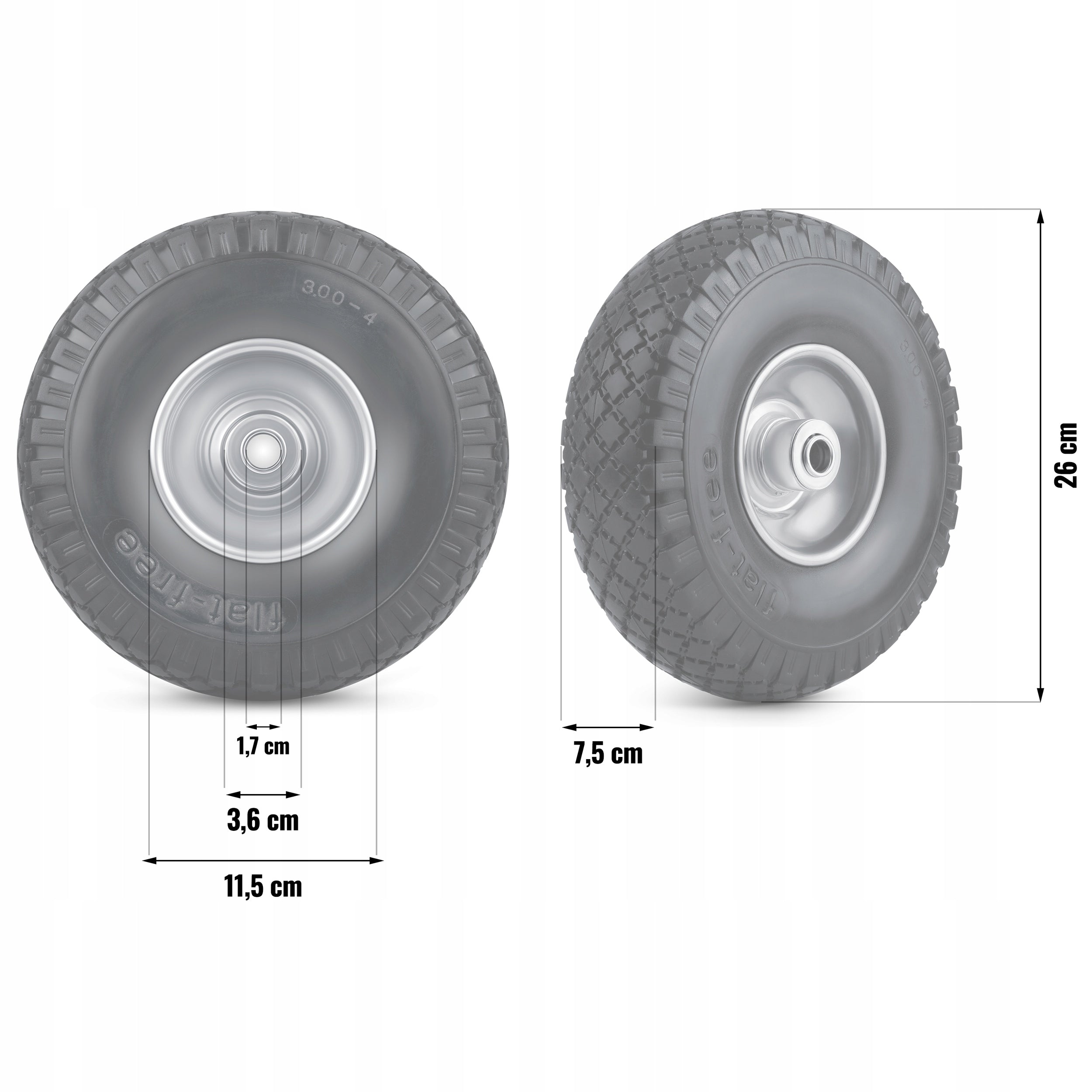 WHEEL FOR WHEELBARROW TROLLEY FULL TUBELESS WHEEL 3.00-4 Manufacturer code 4883