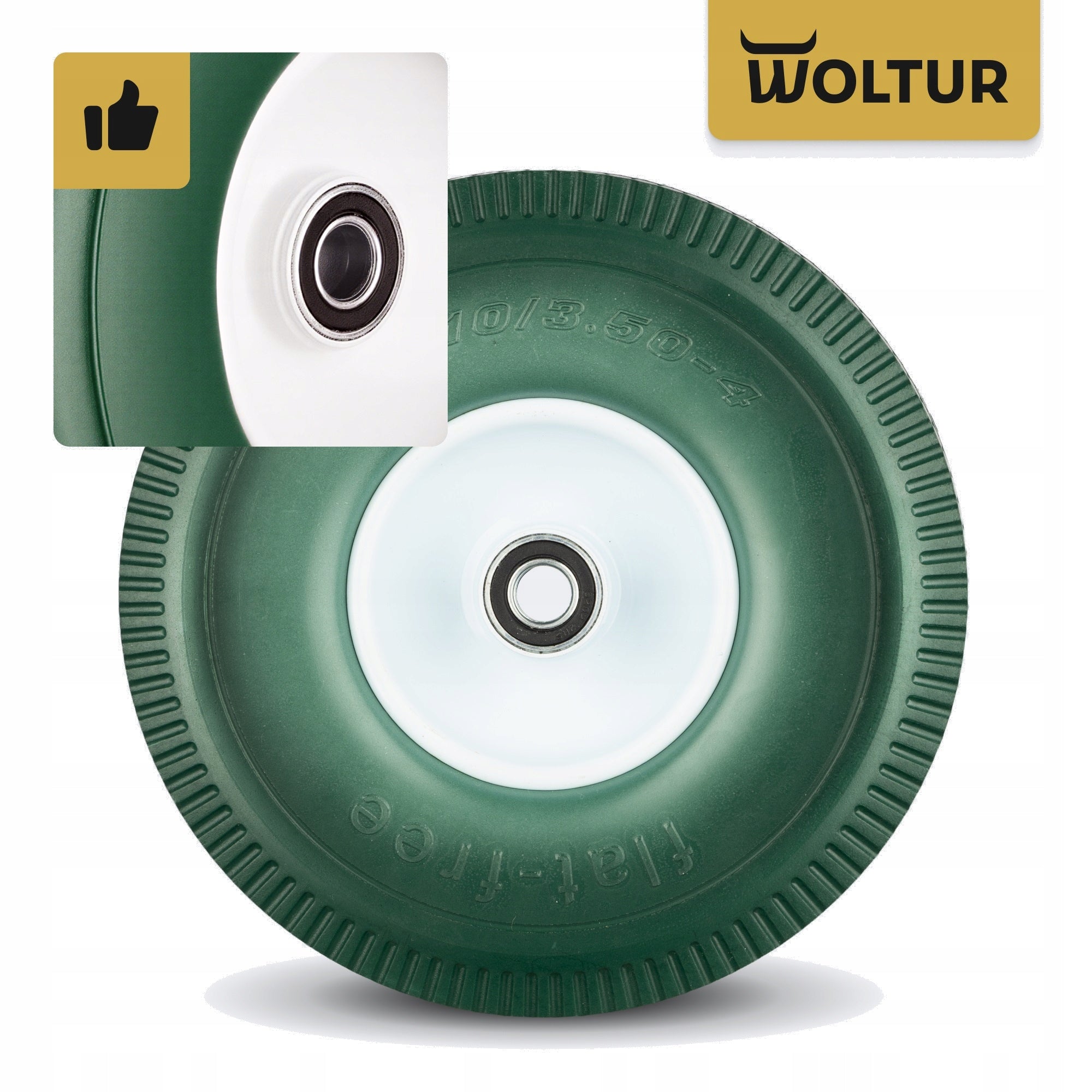 WHEEL PU FOR WHEELBARROW TROLLEY 3.50-4 350-4 3504 FI 16 MM UNBREAKABLE FULL Diameter 254 mm
