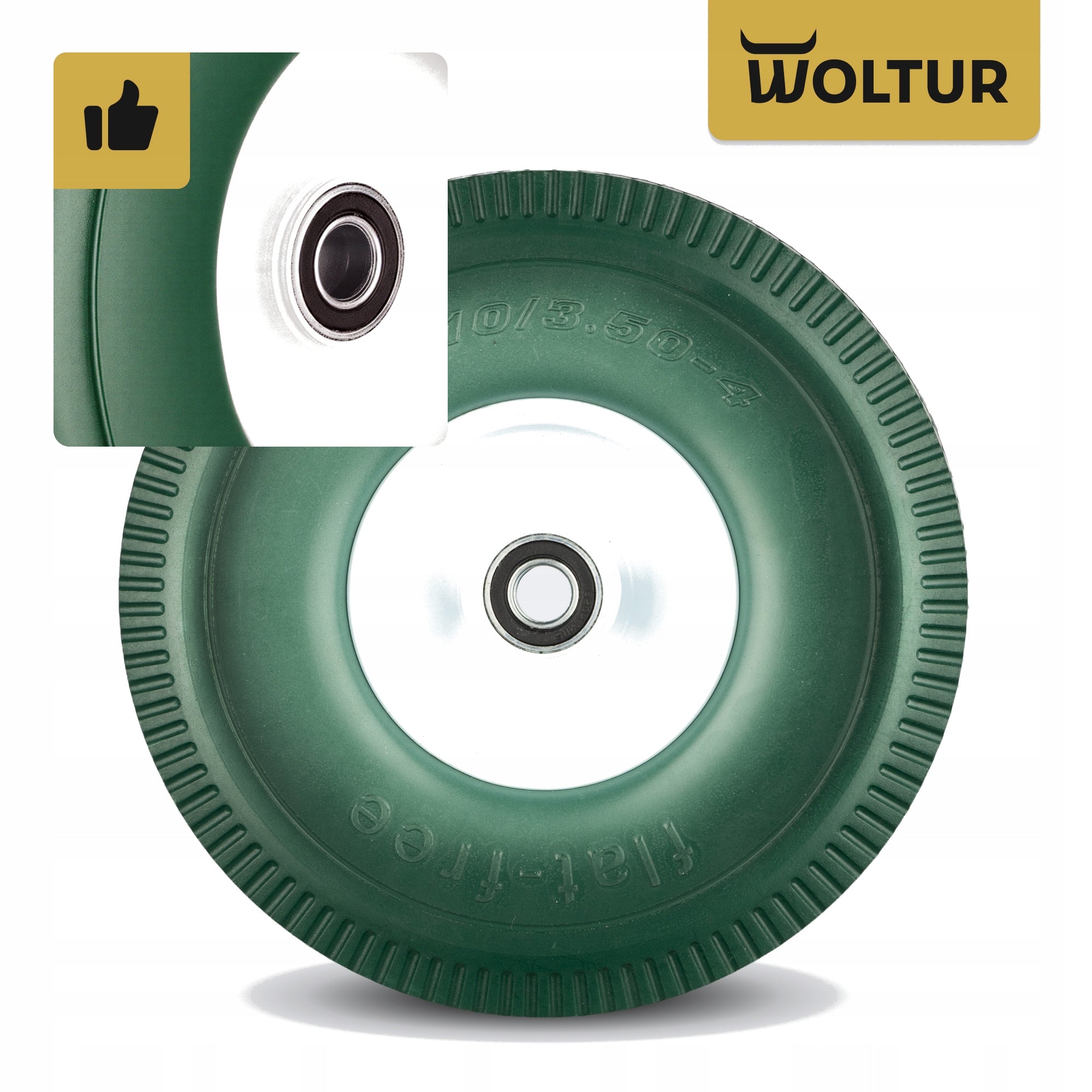 WHEEL PU FOR WHEELBARROW TROLLEY 3.50-4 350-4 3504 FI 20 MM UNBREAKABLE FULL Diameter 254 mm