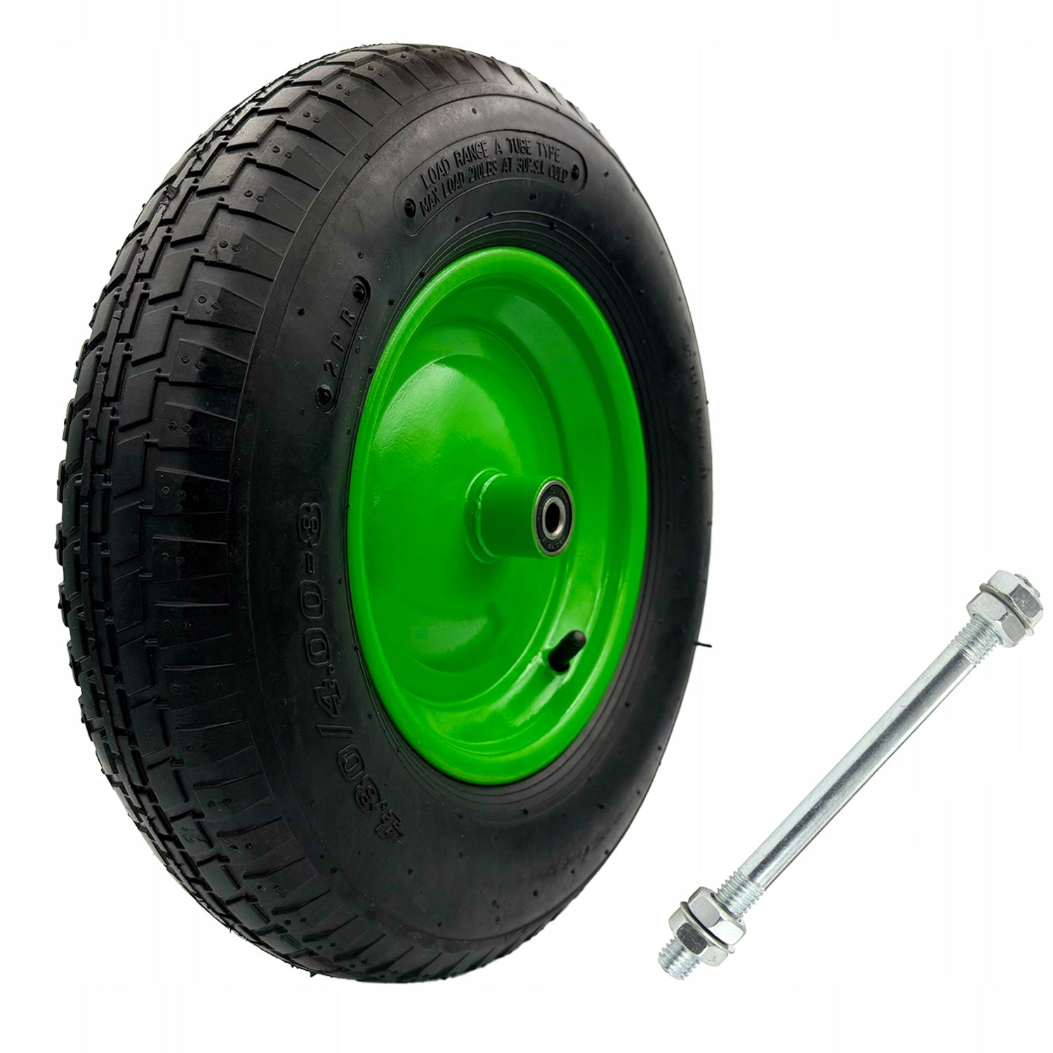 WHEEL WHEELBARROW WHEEL PUMPED WITH 4.00-8 400-8 400x8 INNER TUBE AXLE