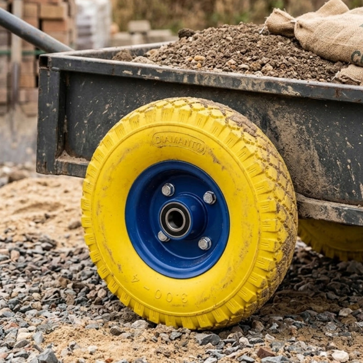 WHEELBARROW TROLLEY TUBELESS 3.00-4 FOAM YELLOW DURABLE LIGHT Diameter 260 mm