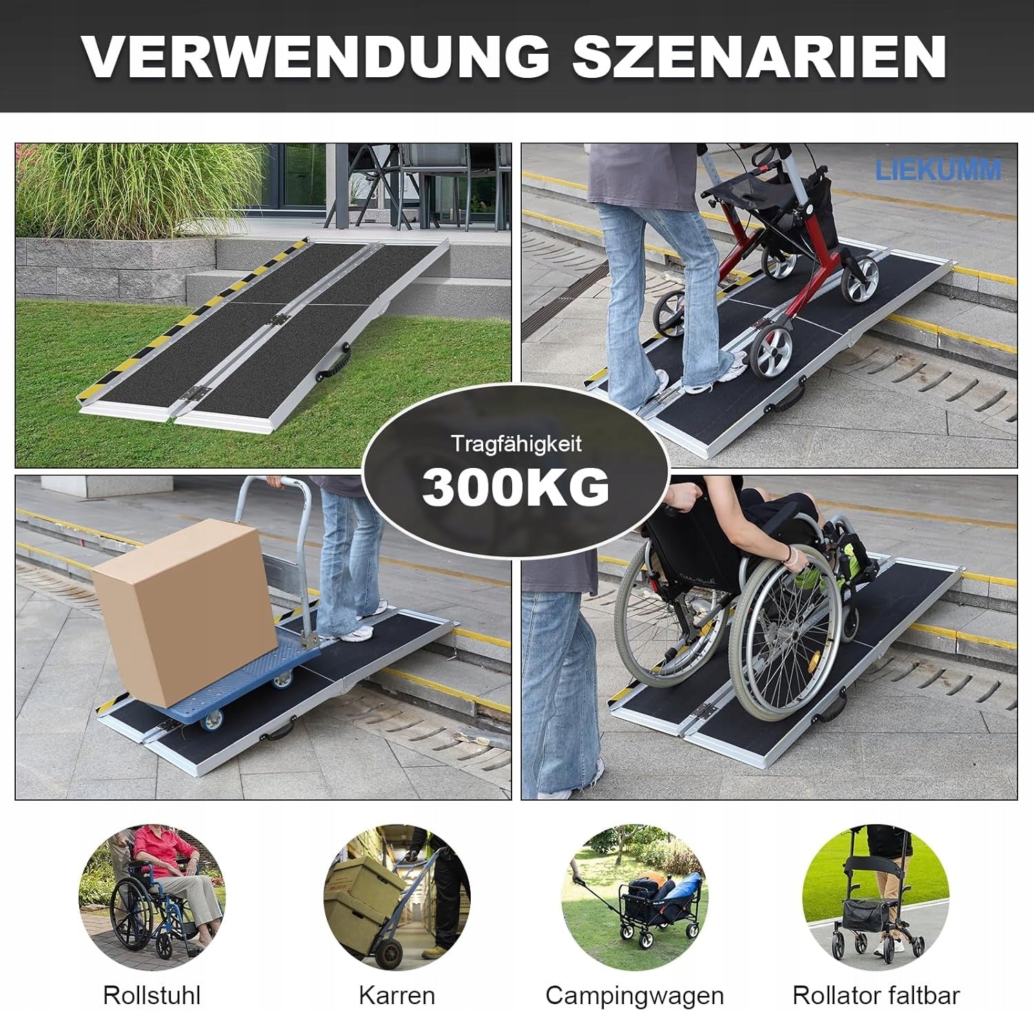 WHEELCHAIR RAMP FOLDING ALUMINUM 152X74 300KG STABLE Manufacturer code LKM152X74