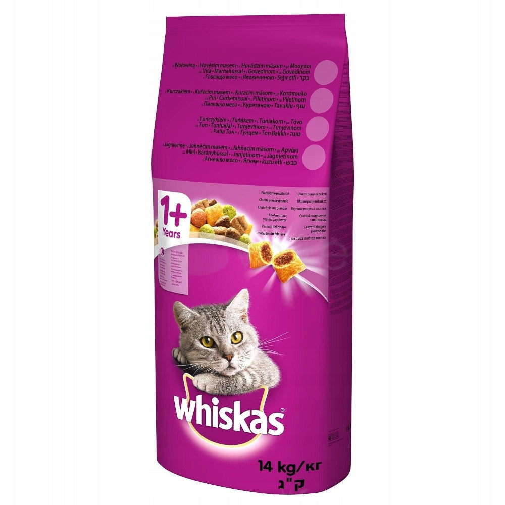 WHISKAS DRY CAT FOOD BEEF 14 KG Product weight 14 kg