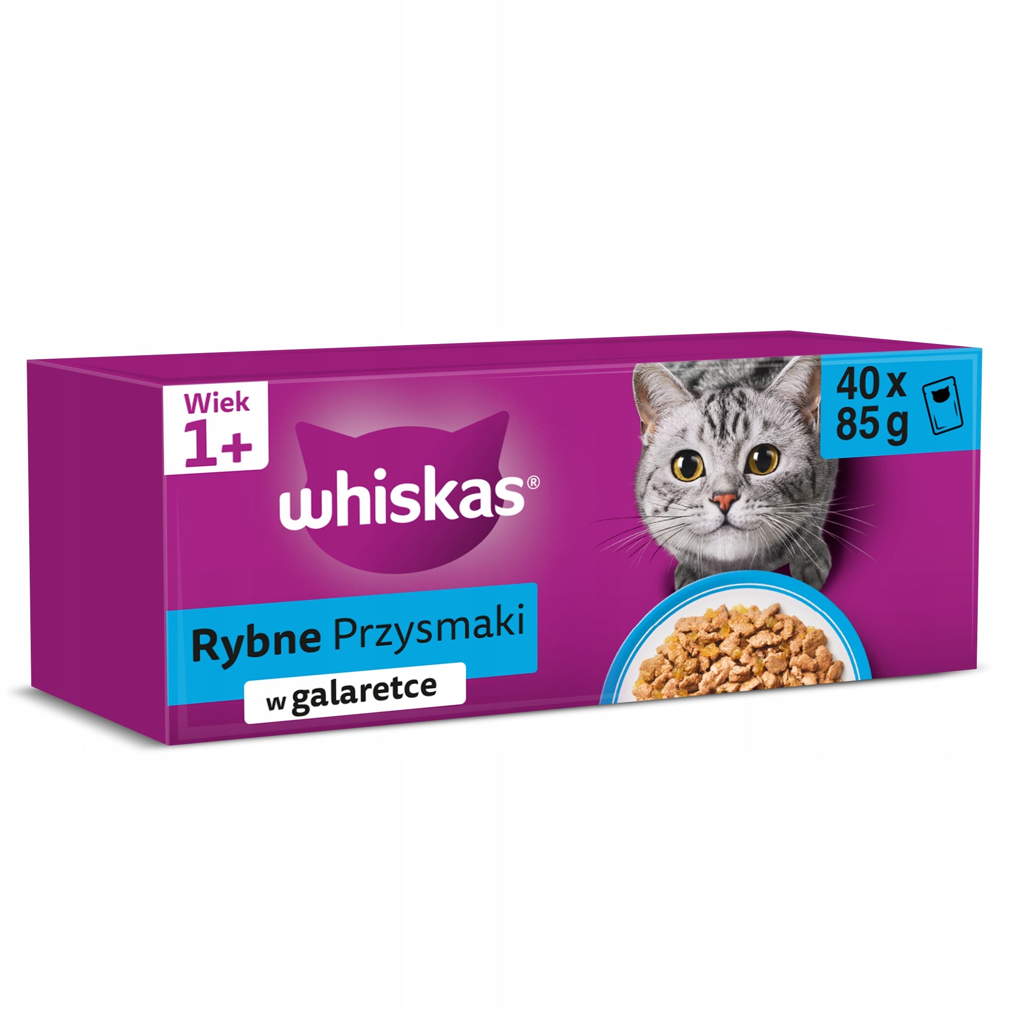 WHISKAS WET CAT FOOD FISH FLAVORS IN JELLY SACHETS 40X85 G Manufacturer code 3065890154988