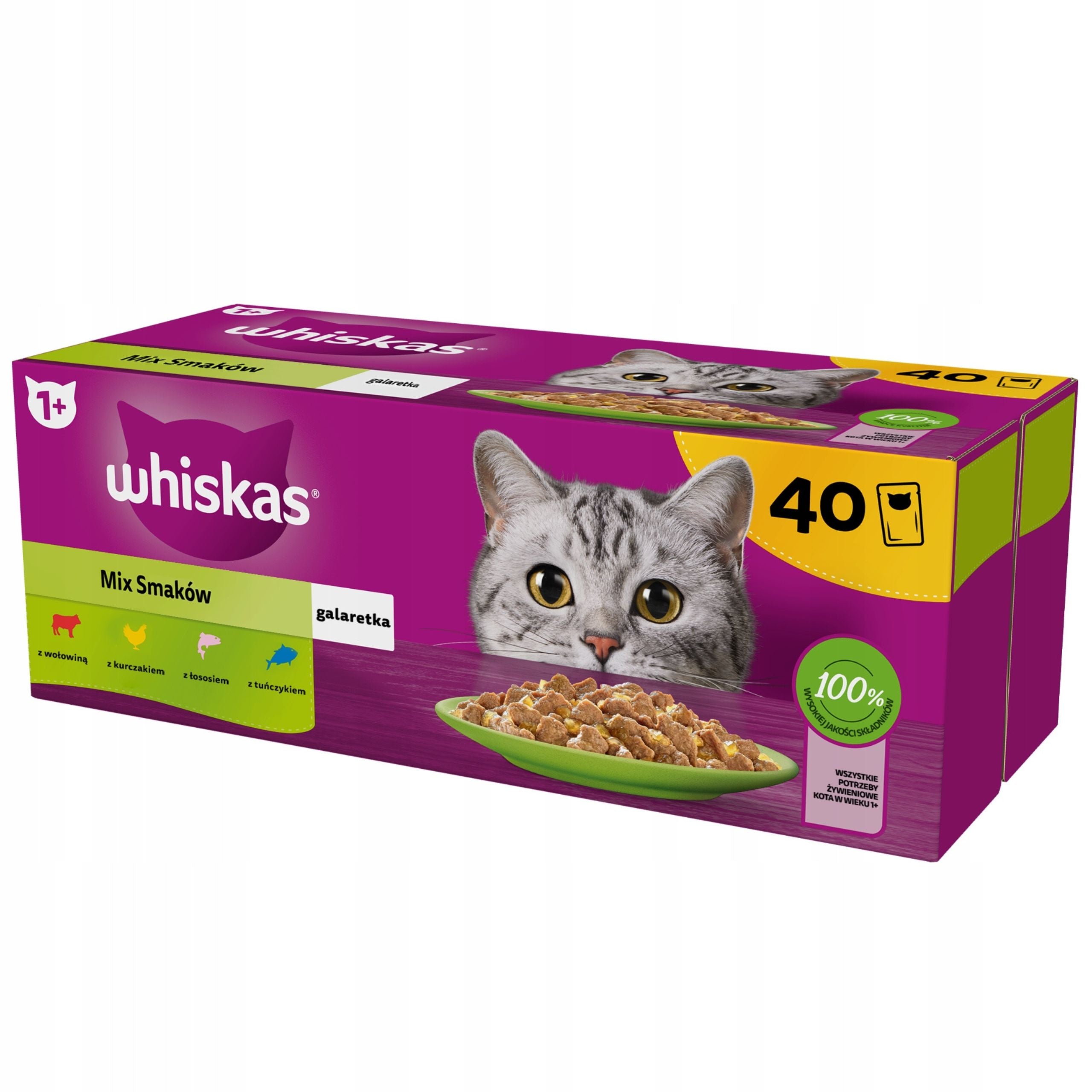 WHISKAS WET CAT FOOD MIX OF FLAVORS IN JELLY SACHETS 40X85 G Manufacturer code 05906792160029