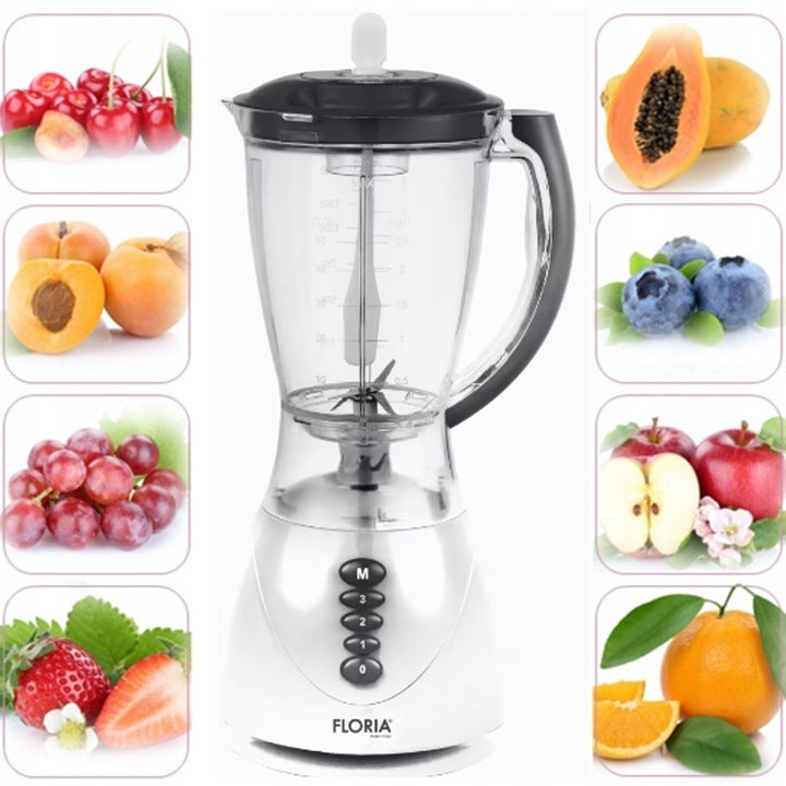 WHITE CUP BLENDER 3 GEARS + PULSE 1,5L 300W Brand Floria