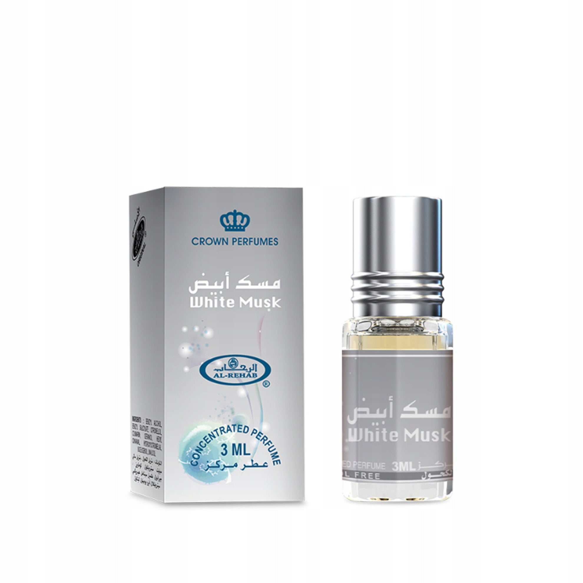 WHITE MUSK ARABIC PERFUME IN OIL DELICATE POWDER 3 ml AL REHAB CPO Packaging status original
