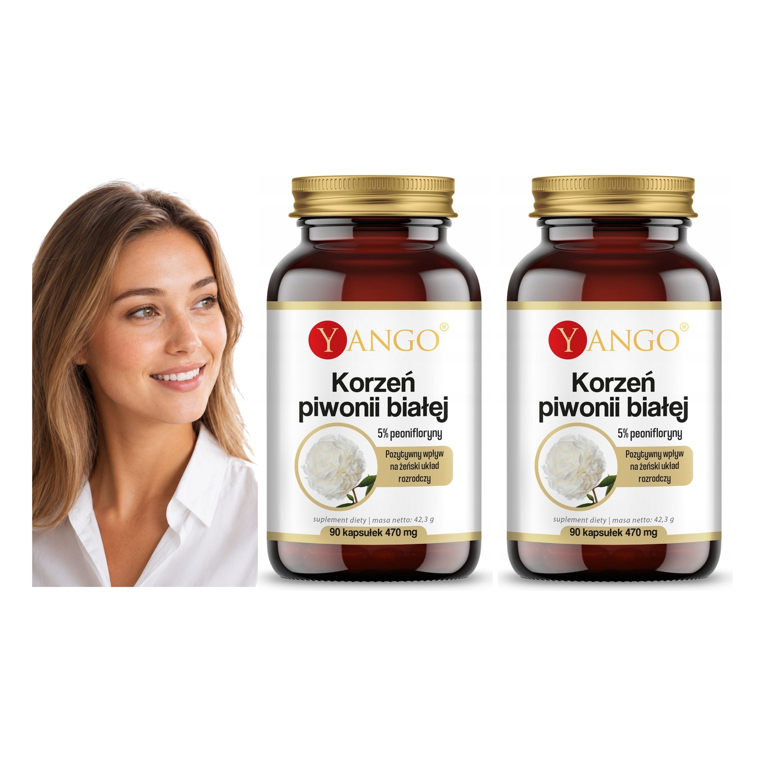 WHITE PEONY EXTRACT YANGO ROOT 5% PEONAPHLORIN 380 MG 90 KAPS. - 2x