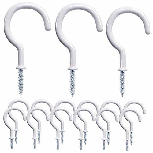 WHITE SCREW HOOKS FOR HANGING 2 5 CM SET OF 30 PIECES STEEL