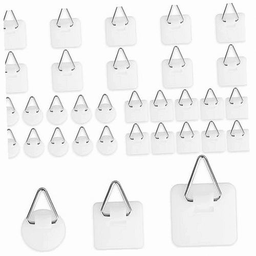 WHITE SELF-ADHESIVE HOOKS FOR PAINTINGS SET OF 30 PIECES WITHOUT DRILLING