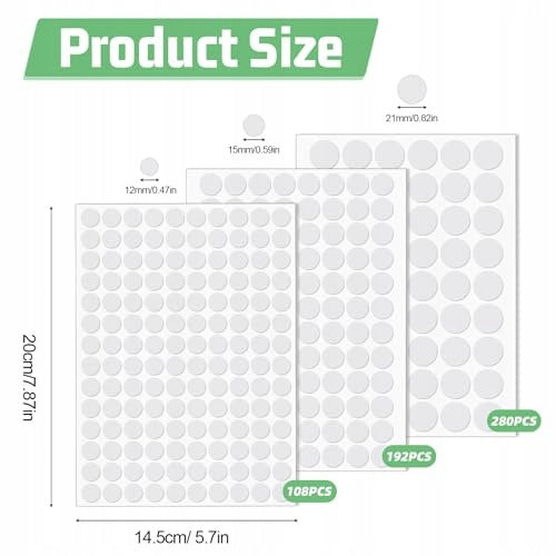 WHITE SELF-ADHESIVE SCREW CAPS FOR FURNITURE 12 15 21 MM 6 SHEETS Manufacturer code Producent niezależny