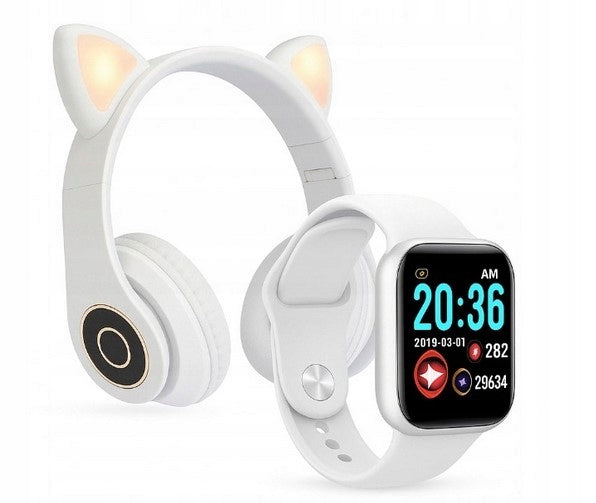 WHITE SMARTWATCH INCLUDED 3in1 WITH KARAOKE MICROPHONE + LED HEADPHONES Packaging status original