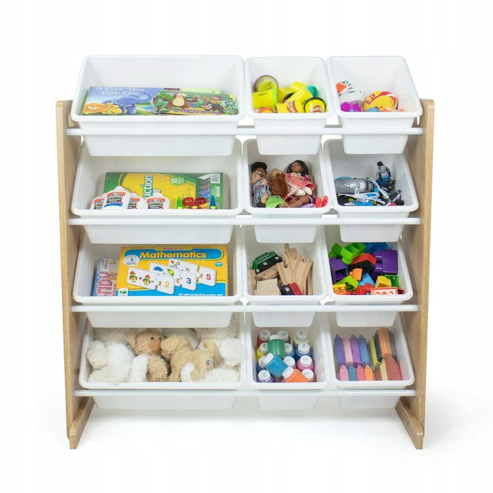 WHITE WOODEN BOOKCASE ORGANIZER CONTAINERS FOR CHILDREN'S TOYS BASKET FURNITURE Brand MPMAX