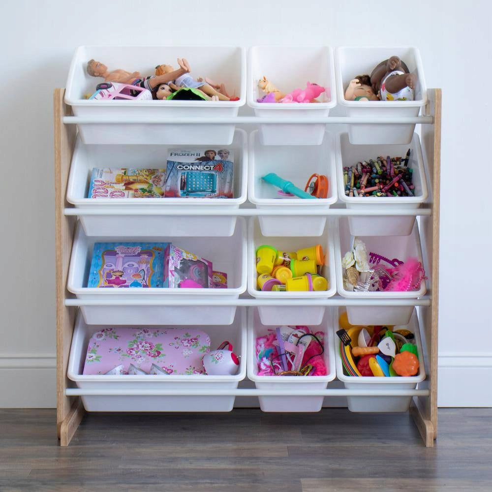 WHITE WOODEN BOOKCASE ORGANIZER CONTAINERS FOR CHILDREN'S TOYS BASKET FURNITURE Capacity 180 l