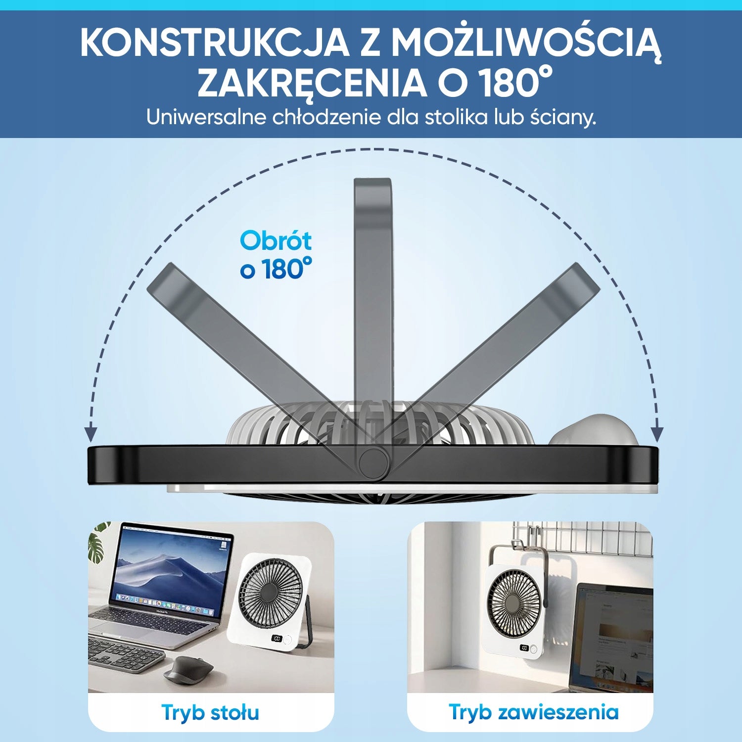 WIATRAK WENTYLATOR STOJĄCY Mini Przenośny Wiatrak 5biegów Model WH7-FAN-BA