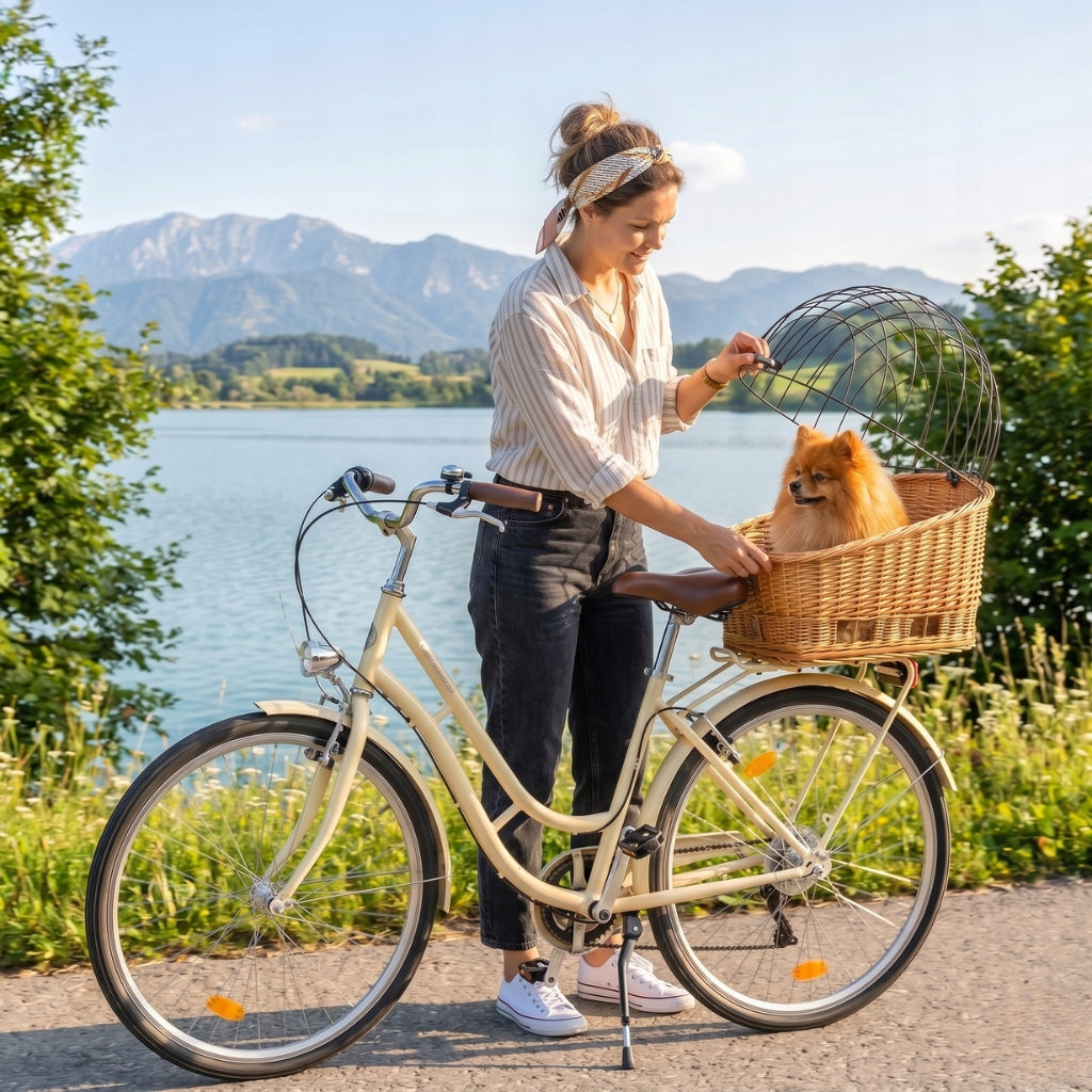WICKER BIKE BASKET FOR LUGGAGE RACK DOG TRANSPORTER REAR BASKET LARGE Brand Be-Active.pl