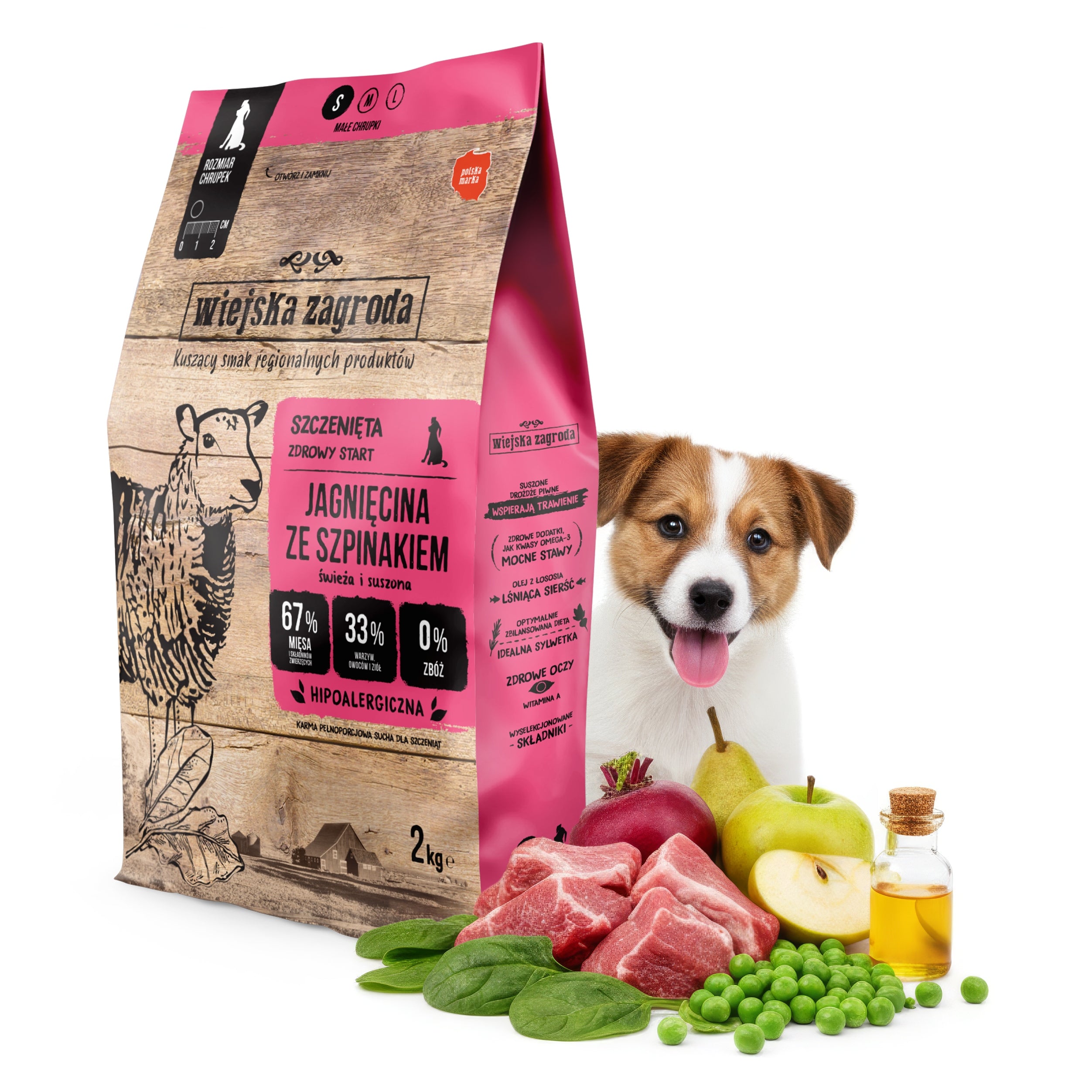 WIEJSKA ZAGRODA Lamb with SPINACH 2kg for puppies Puppy Junior S