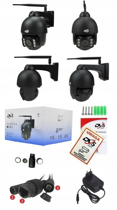 WIFI CAMERA KIT 4 ROTATING CAMERAS WIRELESS BLACK 5 Mpx MONITORING Manufacturer code DVS-NVR0801-E8+4xDVS-SDIP5040E-IRWS
