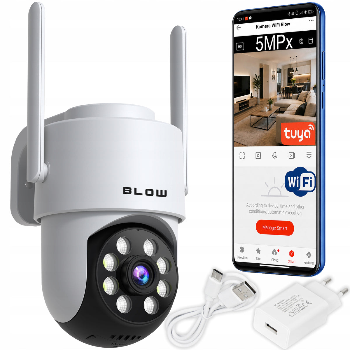 WIFI IP CAMERA 5MPx ROTATING TUYA OUTDOOR FULL HD ZOOM DETECTION IP65 PTZ