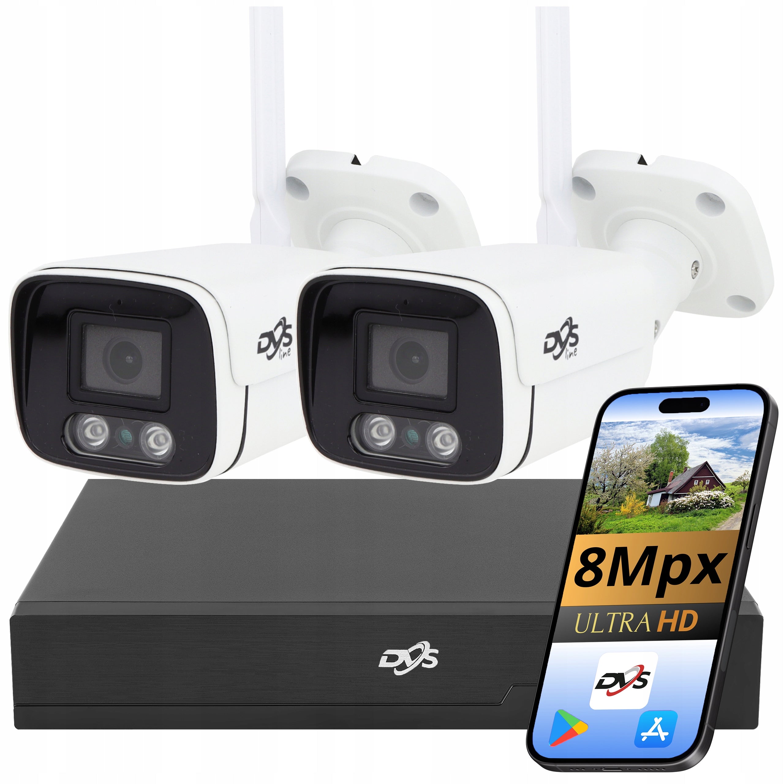 WIFI MONITORING 2x CAMERA 8MPX 4K RECORDER PREVIEW CAMHIPRO APP