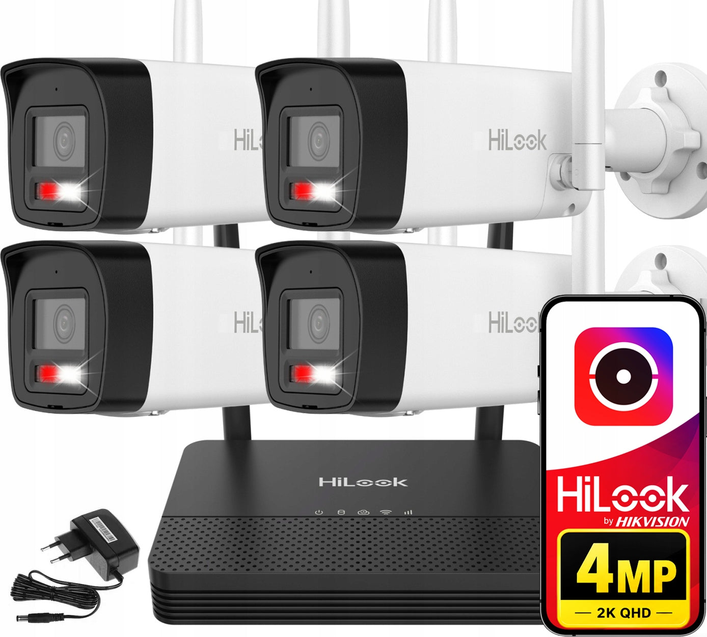 WIFI SURVEILLANCE KIT 4MP EXTERNAL 4 CAMERAS FULL COLOR HILOOK HIKVISION