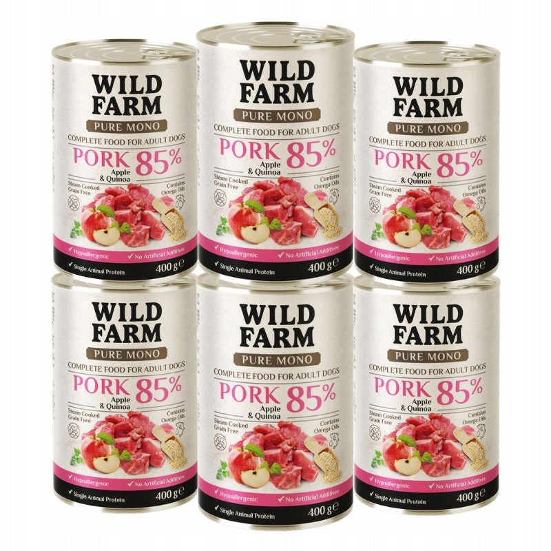 WILD FARM PURE MONO Pork Apple and Quinoa 6x400g Dog Food