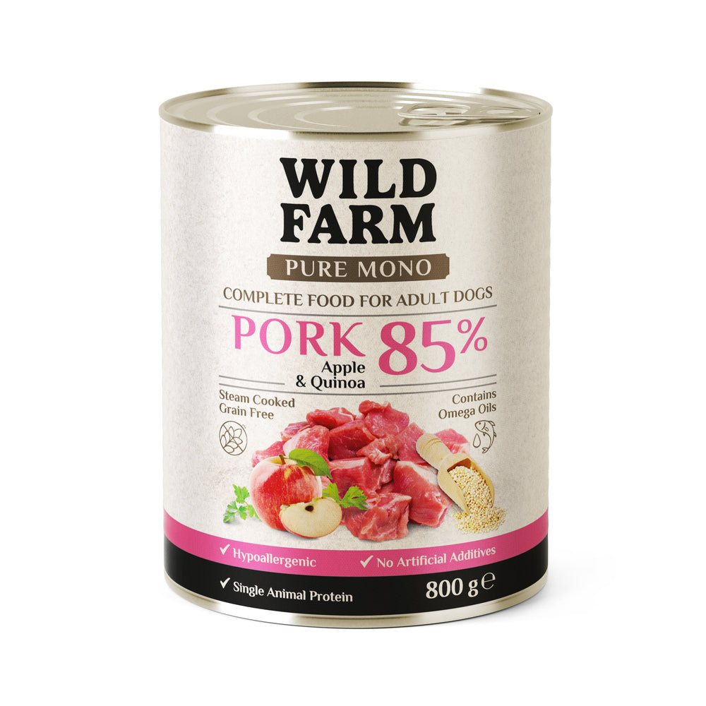 WILD FARM PURE MONO Pork Apple and Quinoa 800g monoprotein dog food