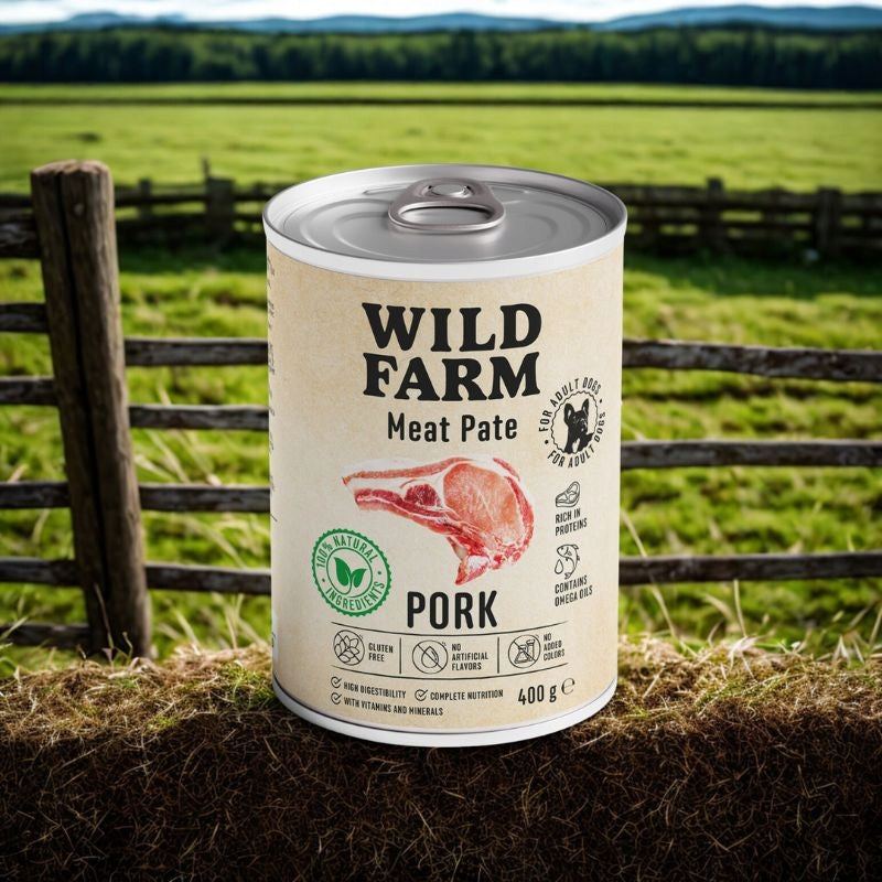 WILD FARM Pate Pork 400g Gluten Free Dog Food Product weight 0.4 kg