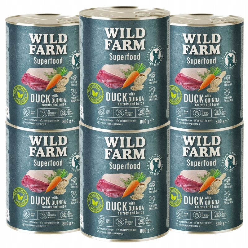WILD FARM Superfood Duck with carrots and herbs 6x800g dog food