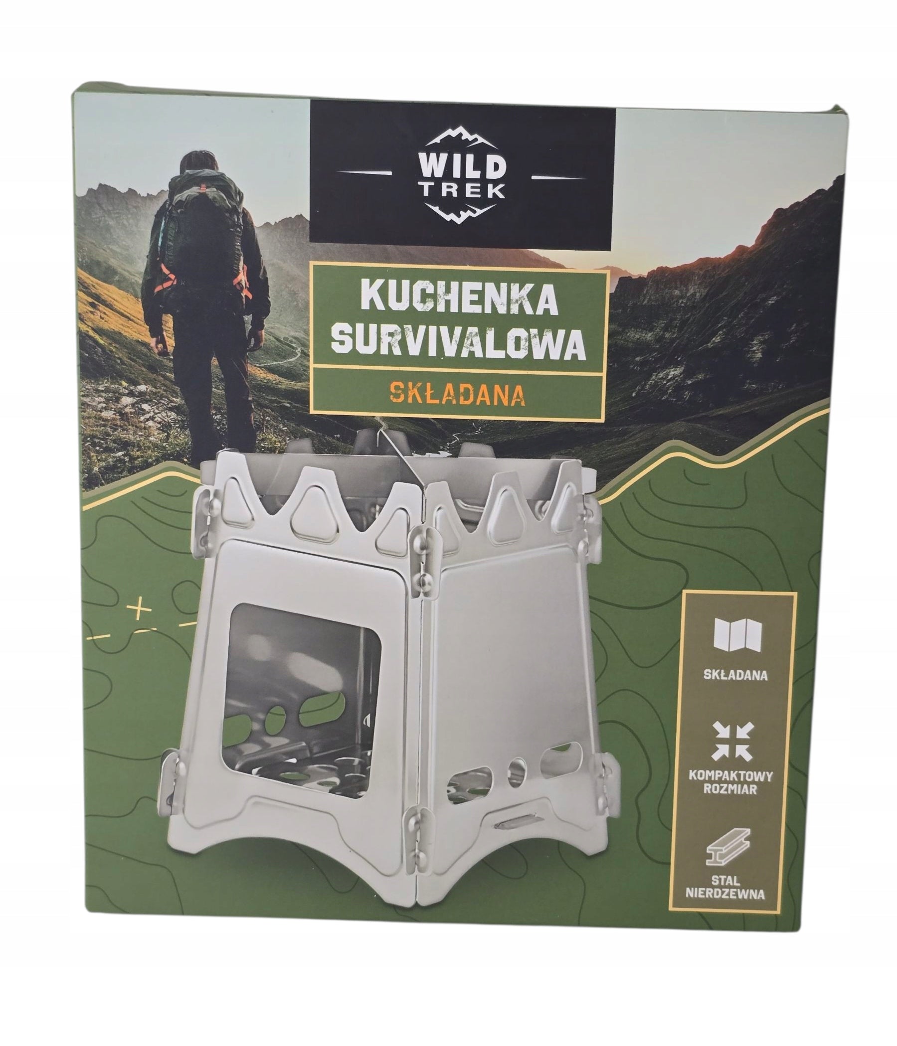 WILD TREK Survival Stove Folding Compact Size Stainless Steel Manufacturer code WT-SKB