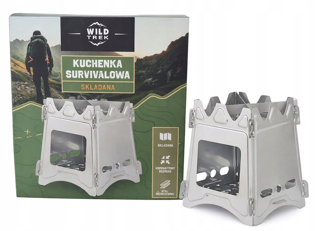 WILD TREK Survival Stove Folding Compact Size Stainless Steel