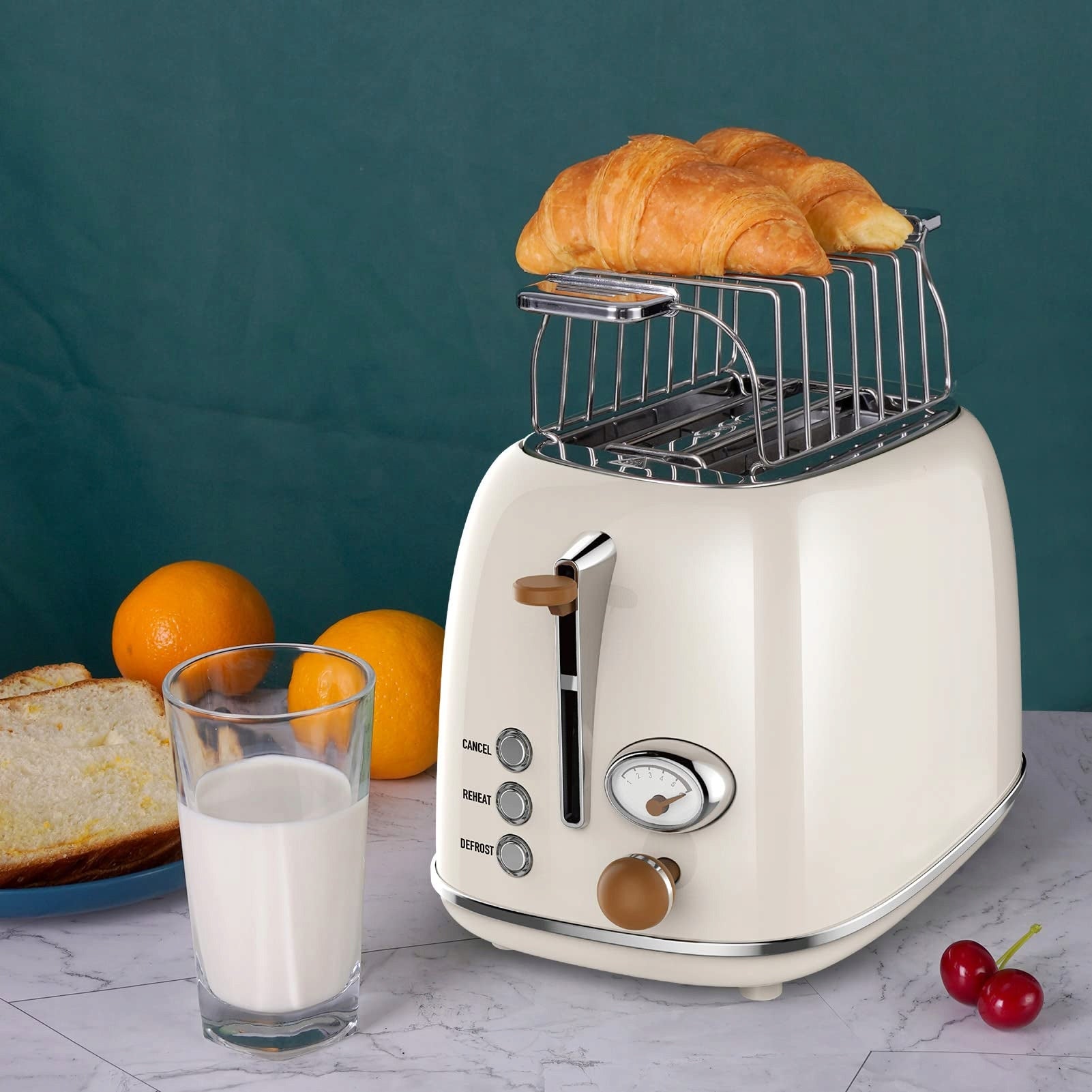 WILTAL Toaster Retro 2 Slices, 6 Levels, Stainless Steel, Heater Power rating 815 W