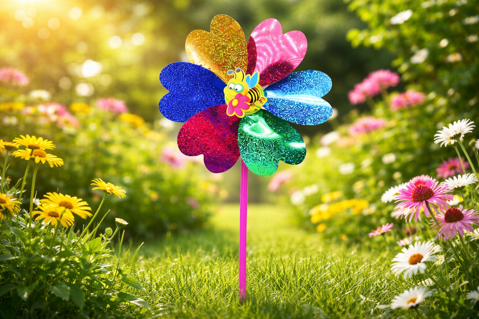 WINDMILL 29CM GARDEN HOLOGRAPHIC FOR BIKE STROLLER BALCONY GARDEN Product height 29 cm