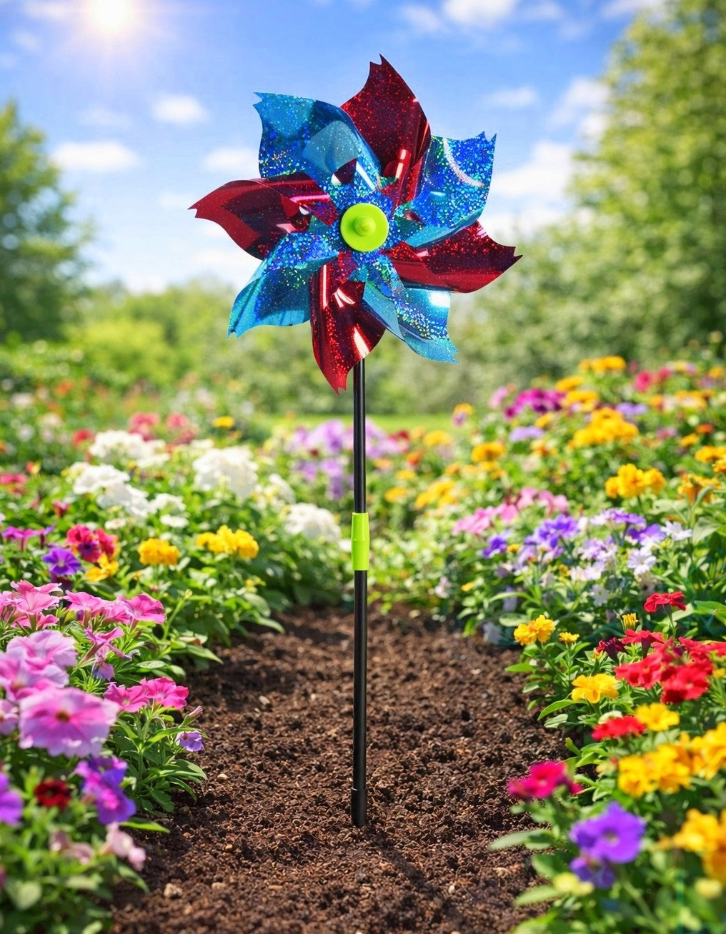 WINDMILL 39CM GARDEN HOLOGRAPHIC FOR BICYCLE TROLLEY BALCONY GARDEN Manufacturer no brand