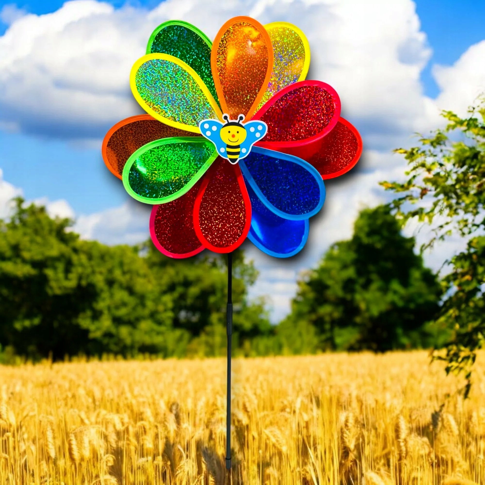 WINDMILL ON A STICK COLORFUL FOR CHILDREN ORNAMENT GARDEN DIAMETER 38CM EAN (GTIN) 5906688890559