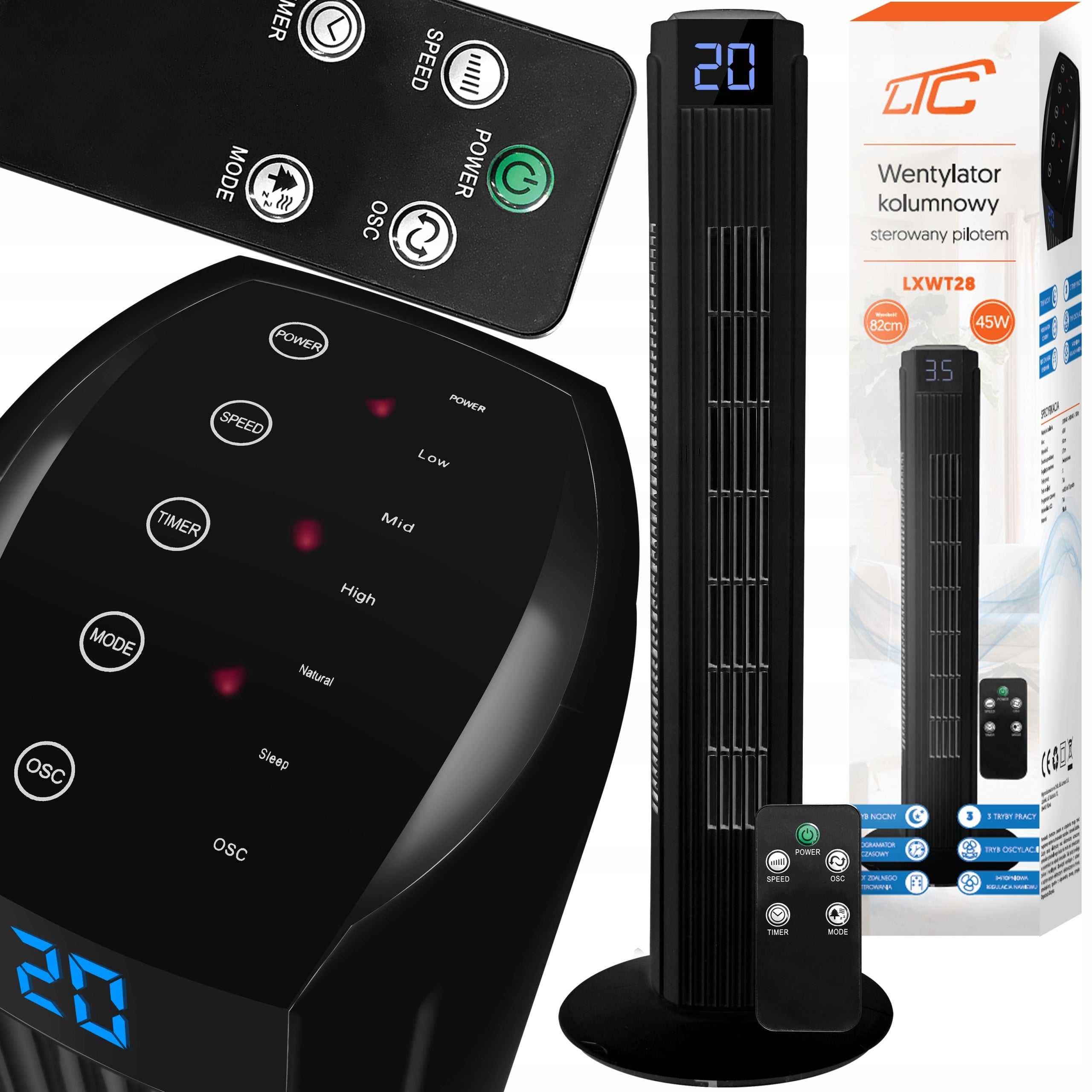 WINDMILL STANDING FLOOR COLUMN FAN QUIET REMOTE CONTROL 12M