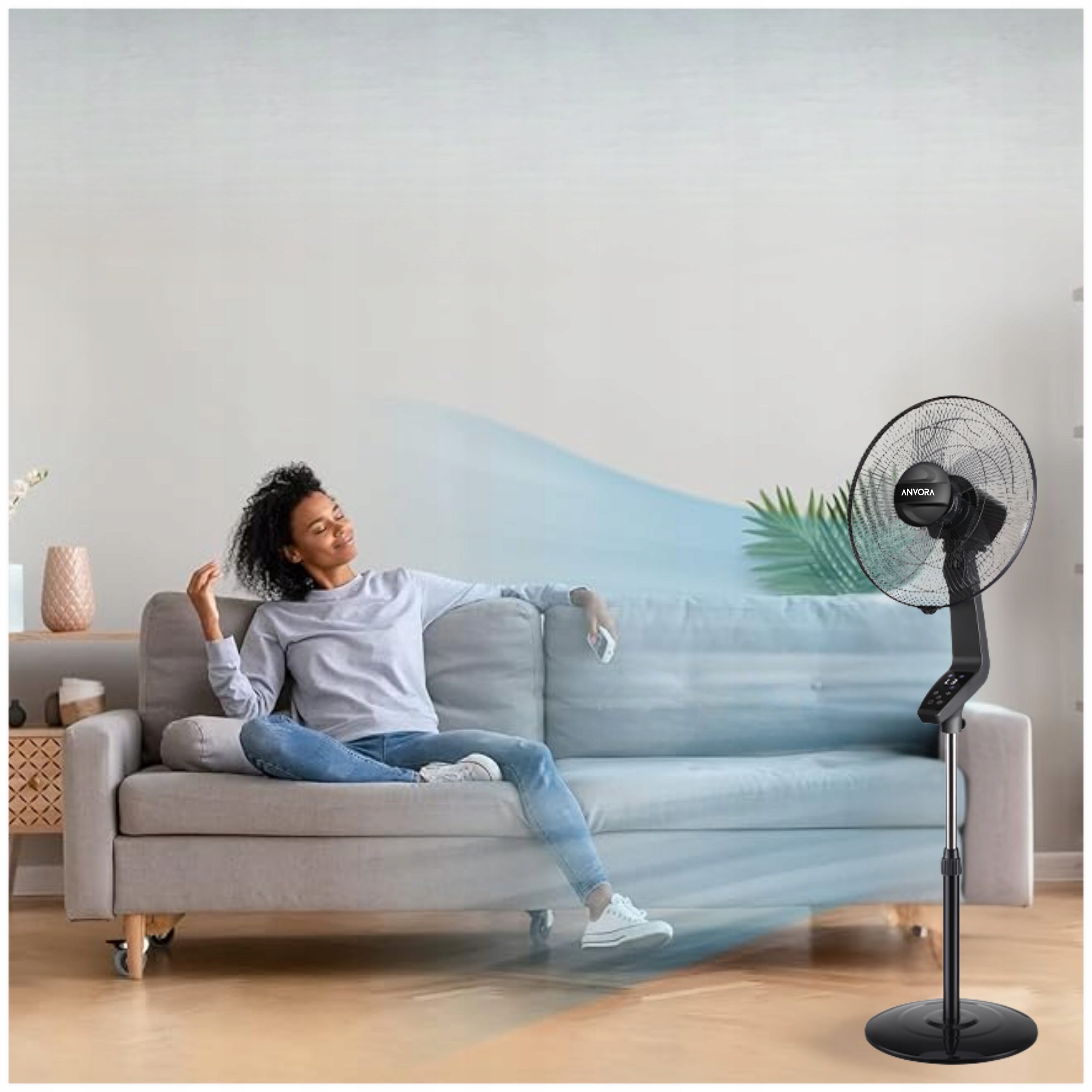WINDMILL STANDING FLOOR FAN POWERFUL QUIET HOUSEHOLD CIRCULATOR BLACK Brand Flex