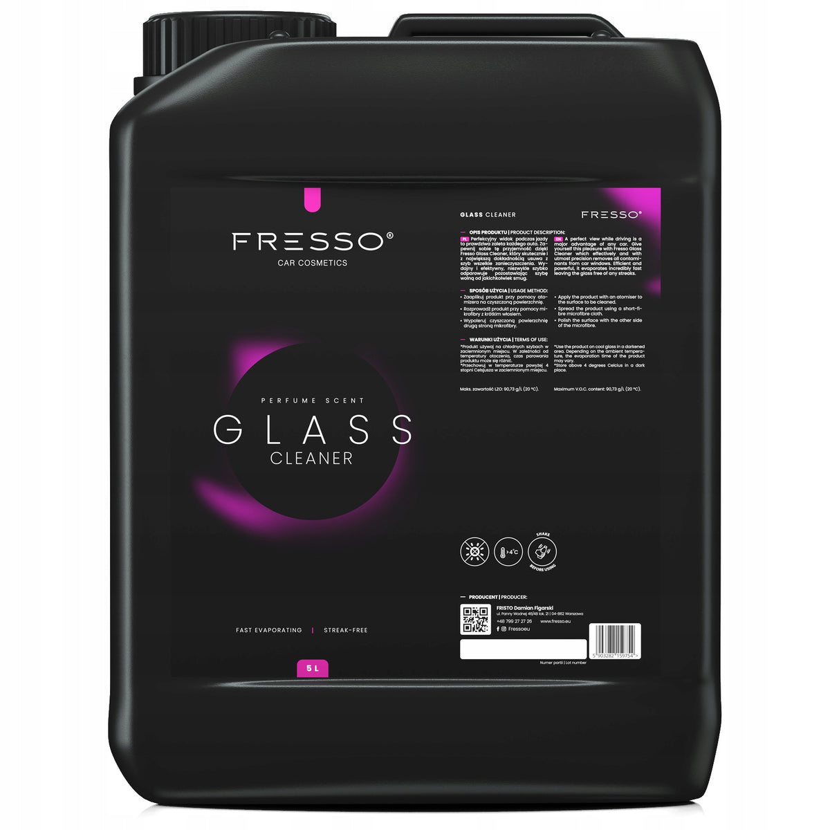 WINDOW CLEANER MIRRORS 5L Fresso Glass Cleaner Streak-Free Cleaning