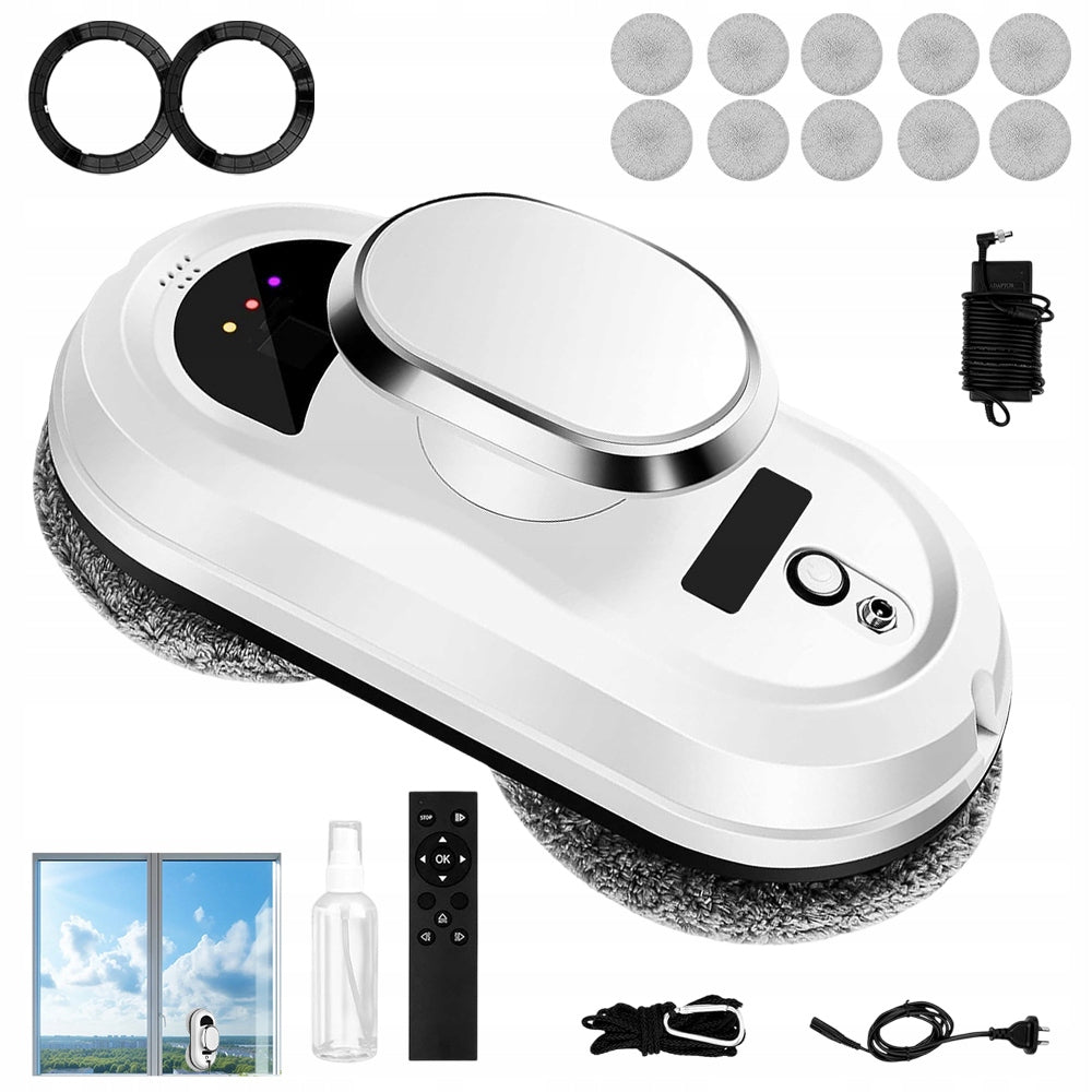 WINDOW CLEANING ROBOT AUTOMATIC 2 SUCTION CUPS REMOTE CONTROL MICROFIBER CLOTH