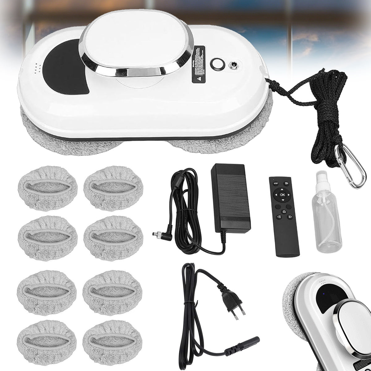 WINDOW CLEANING ROBOT WITH SPRAY FUNCTION, SHOWER CABIN ROBOT
