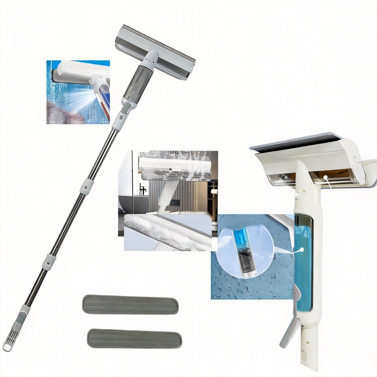 WINDOW FLOOR MOP + MICROFIBER OVERLAYS3in1 FLAT WITH WASHER