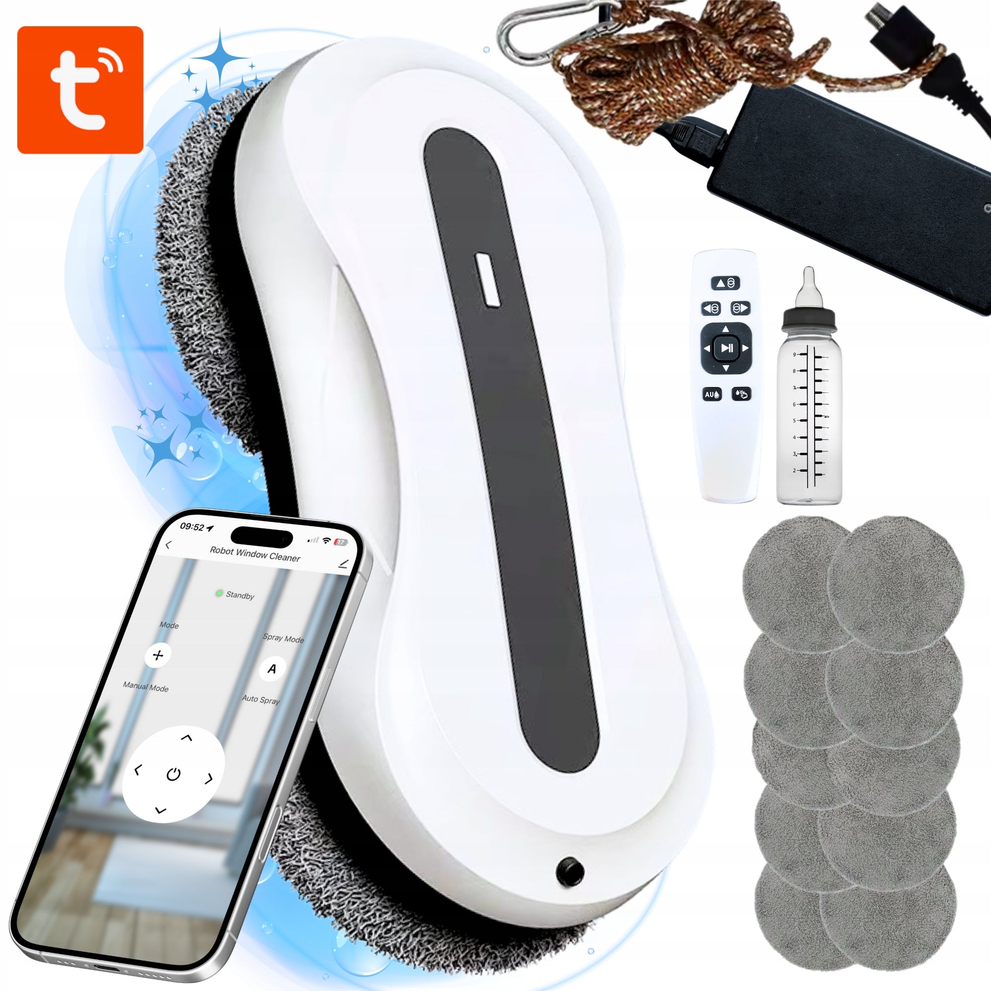 WINDOW WASHER TUYA REMOTE CONTROLLED WINDOW CLEANING MICROFIBER ROBOT TILES