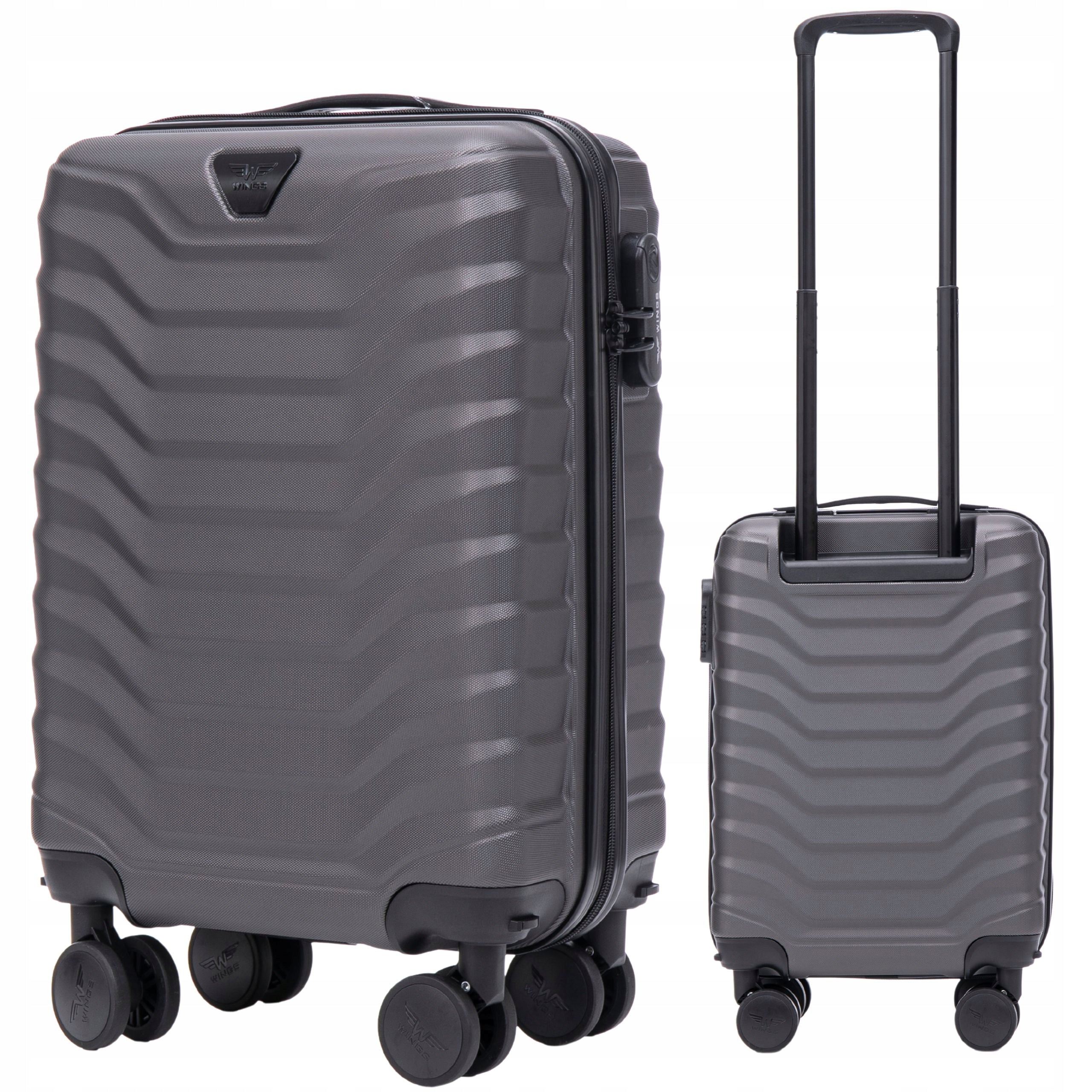 WINGS Small Travel Suitcase Hand Luggage with ABS-U on 4 Wheels