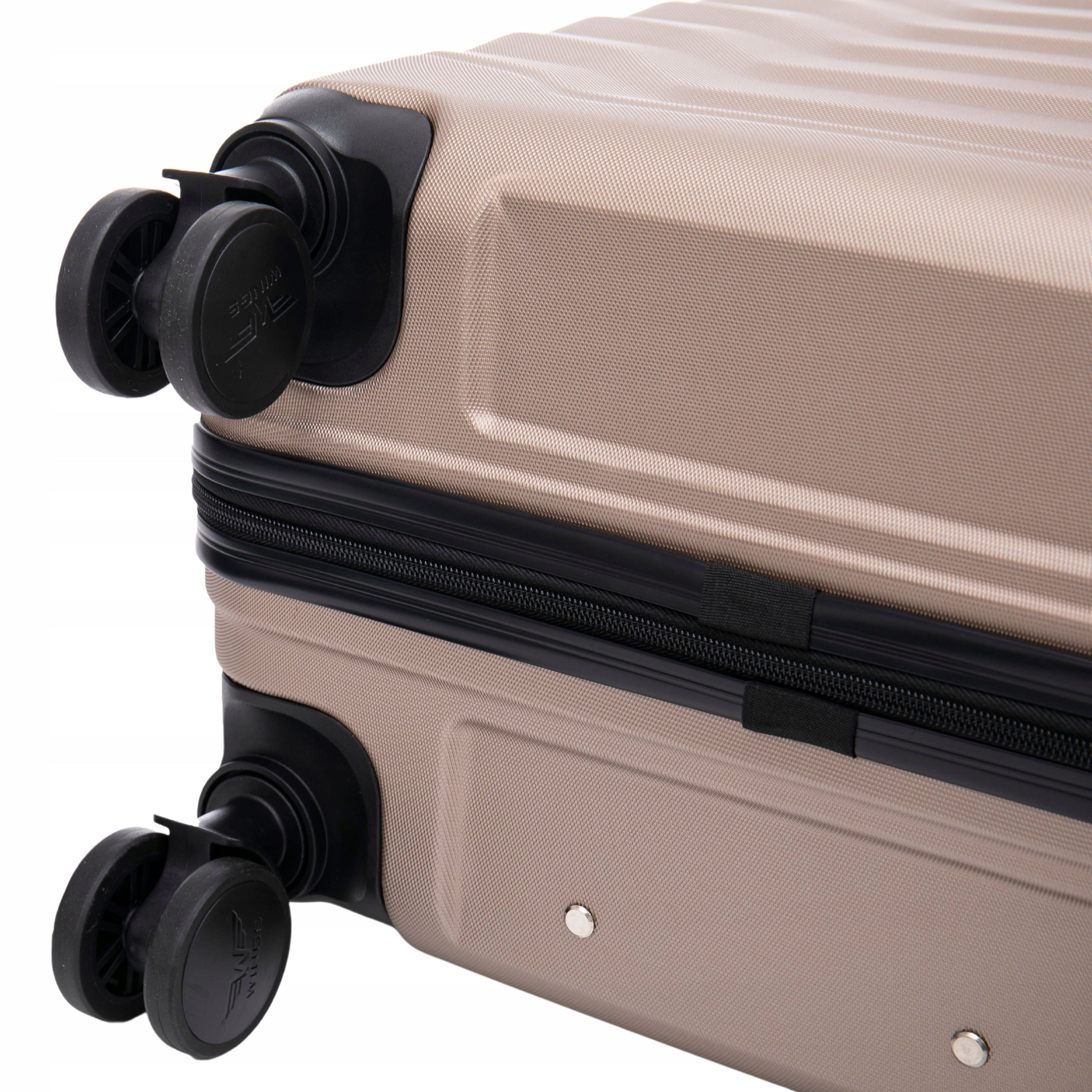 WINGS Small carry-on LUGGAGE with ABS hard SPACIOUS suitcase for AIRCRAFT Model PEA01-XS-CHAMPAGNE