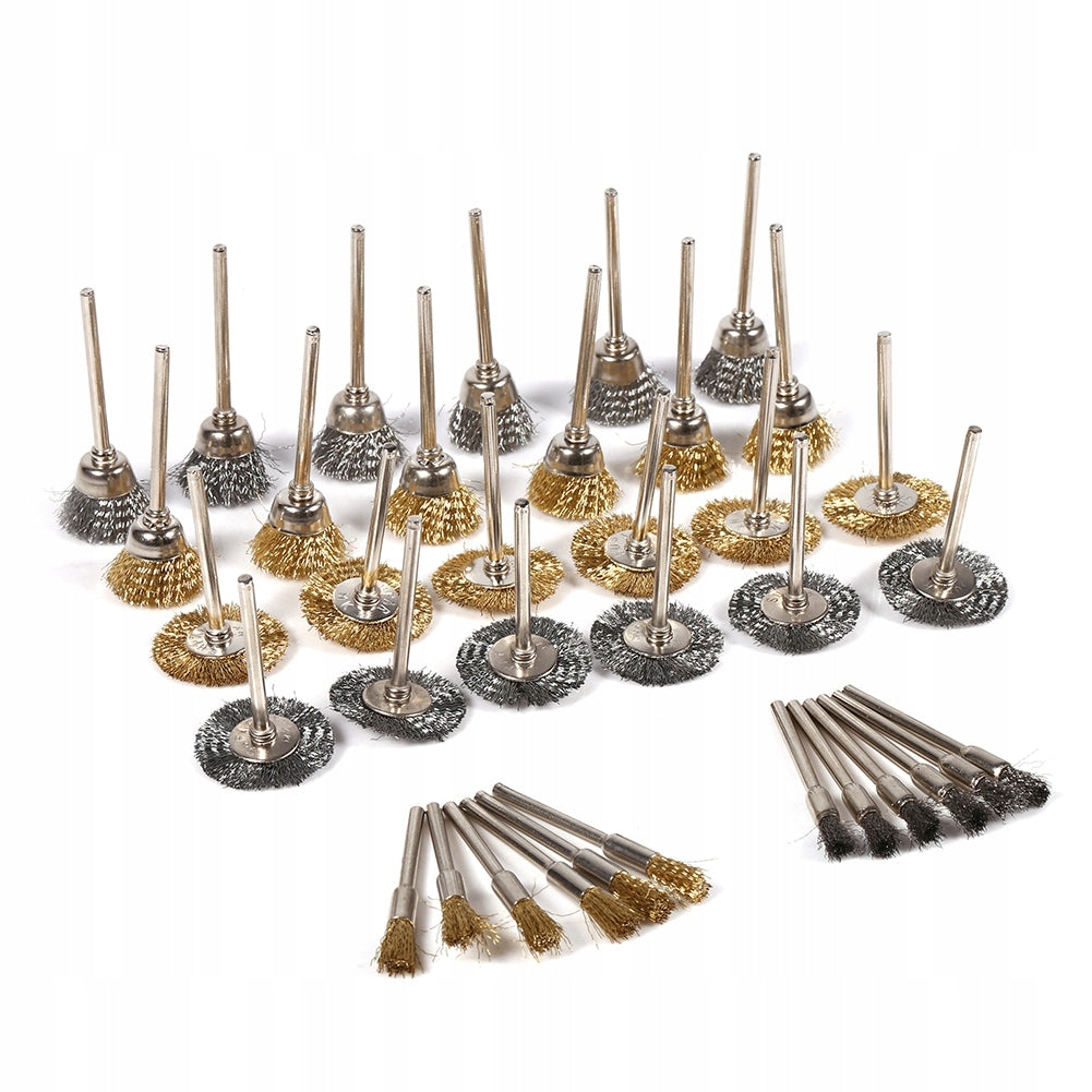 WIRE BRUSHES BRASS SET FOR SCREWDRIVER DRILL STEEL WIRE 36 PCS