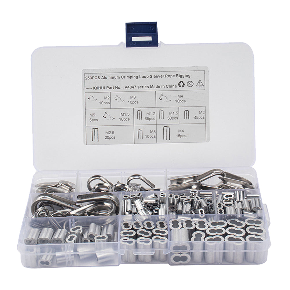 WIRE ROPE LOOP STEEL THIMBLE CRIMPING TOOL CABLE HEART RING ALUMINUM SET Product weight with unit packaging 0.1 kg