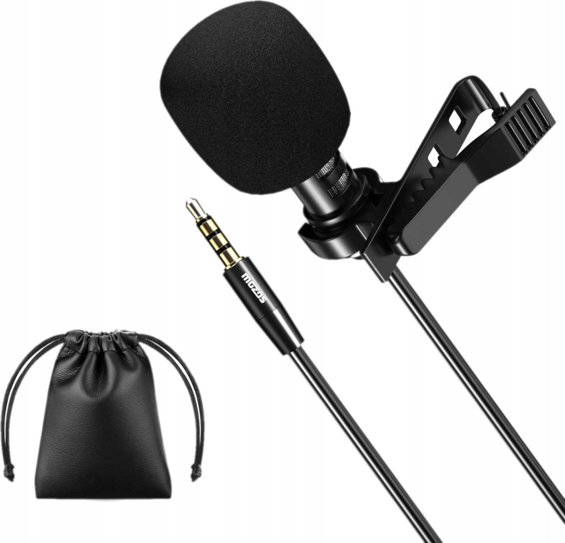 WIRED TIE MICROPHONE WITH CLIP TRS JACK LAVALIER CAPACITIVE Batteries included no
